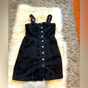 Black Denim Overall Dress